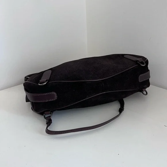 Miu miu mini y2k purse // brown suede & leather “western hobo” flower bag - Picture 6 of 7